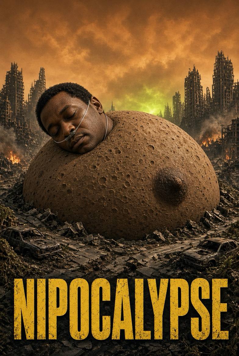 Nipocalypse: a giant sleeping planet resting in the ruins of a burnt city